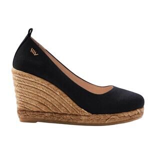 Viscata Black Marquesa Canvas Espadrille Wedge Heels 40/9
